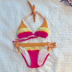 Victoria’s Secret Orange and Pink Bikini, Medium.